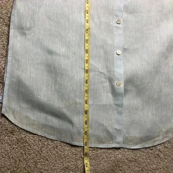 J Jill Linen Tunic Petite Blue Button Down Collared Long Sleeves - Picture 3 of 9